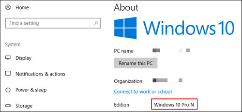 Windows 10 Pro N.