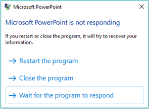 Microsoft PowerPoint svarer ikke