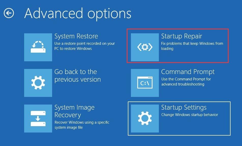 Réparation de démarrage Windows 10