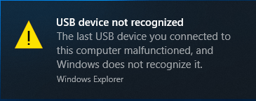 dispositivo USB não reconhecido