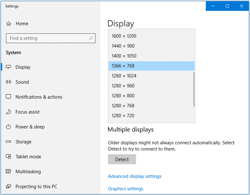 modificare la risoluzione in Windows 10