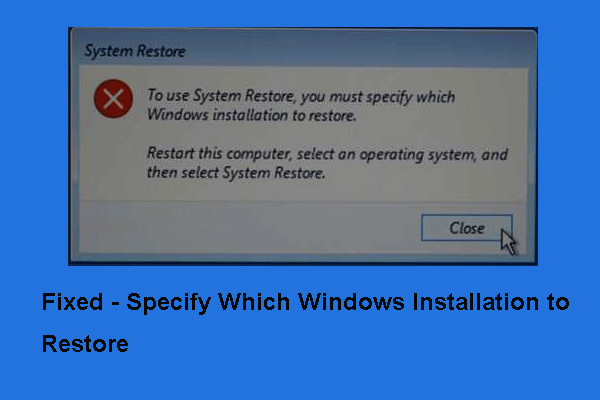 para usar la restauración del sistema, debe especificar qué instalación de Windows restaurar
