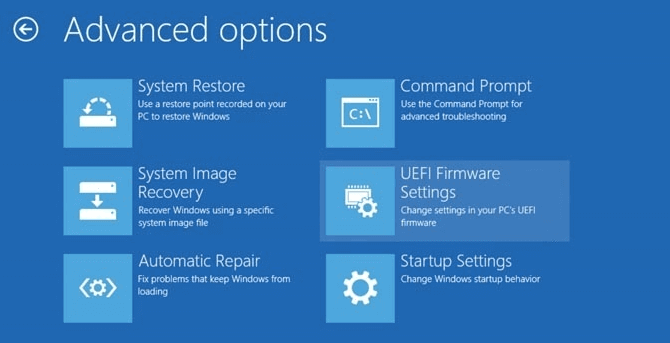 accedere a UEFI BIOS Windows 10/8/7