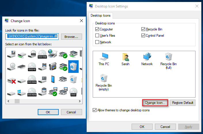 Cambia le icone del desktop