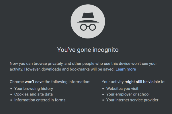 Schalten Sie den Inkognito-Modus aus. Chrome Firefox Thumbnail