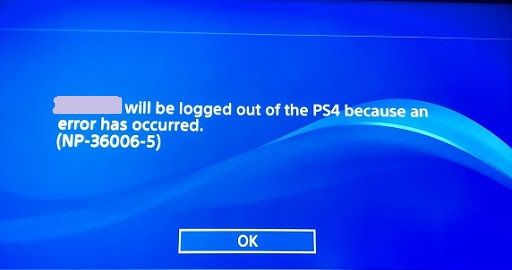 PS4 오류 NP-36006-5