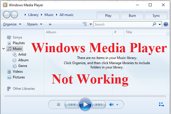 Windows Media Player fungerer ikke miniaturebillede