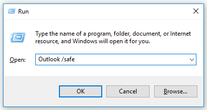 otwórz program Outlook w trybie awaryjnym