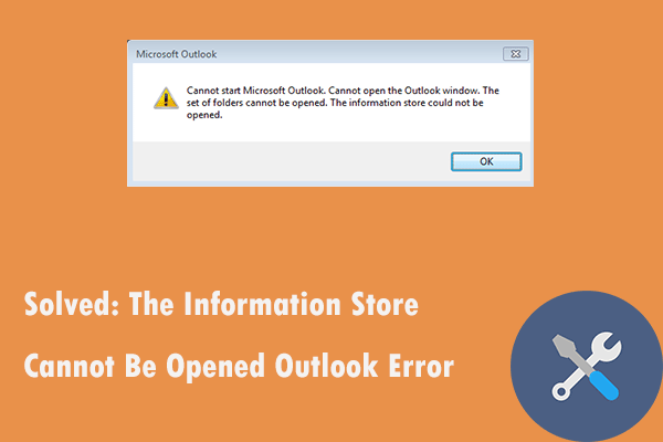 Επιλύθηκε: Δεν είναι δυνατό το άνοιγμα του χώρου αποθήκευσης πληροφοριών στο Outlook [MiniTool News]