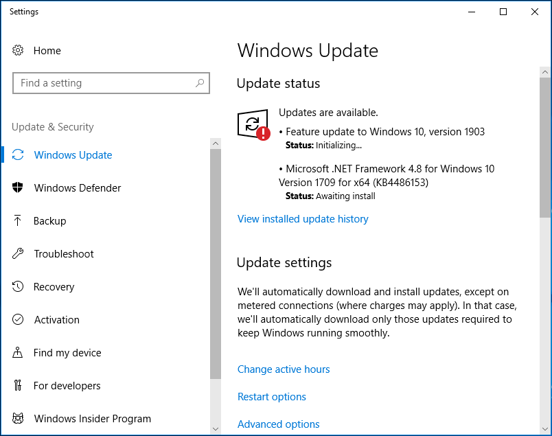 opdater Windows-operativsystemet