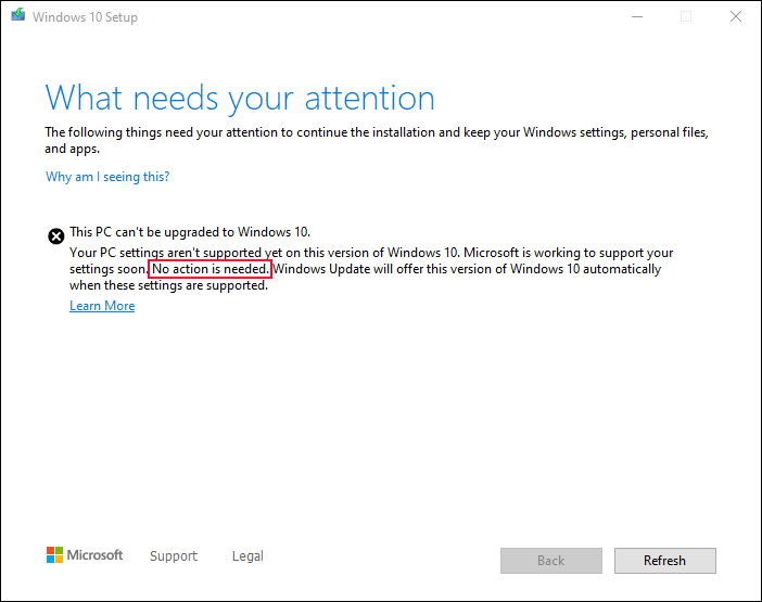esta PC no se puede actualizar a Windows 10