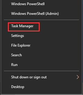 Win X avatud Task Manager