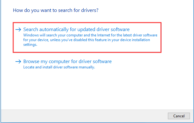 clique em Pesquisar automaticamente software de driver atualizado