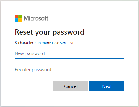 lähtestage Microsofti konto