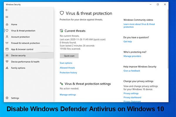 Poista Windows Defender Win10 -kuvake käytöstä