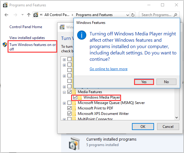 réinstaller Windows Media Player