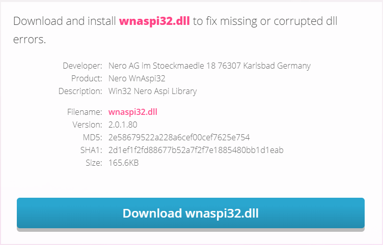 wnaspi32.dll फ़ाइल डाउनलोड करें