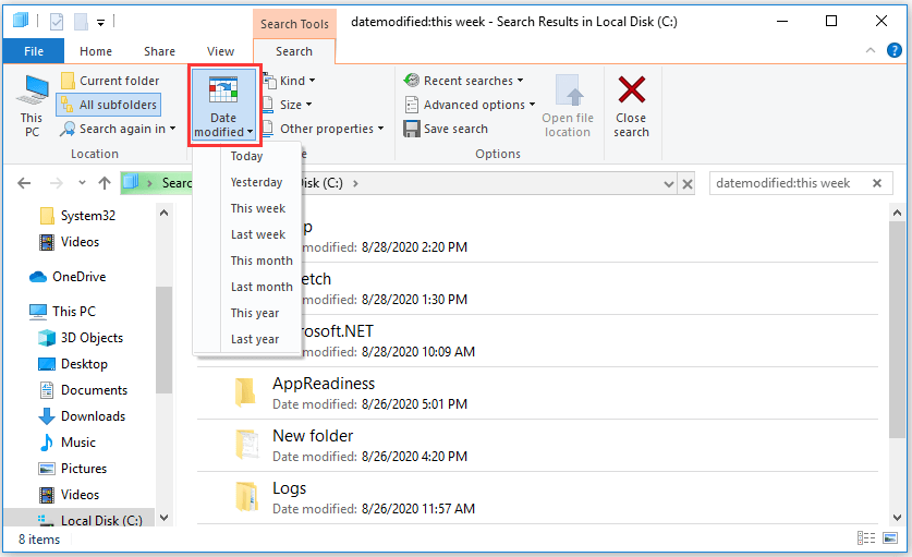 find files by date windows 7