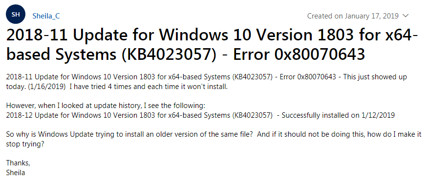 problema nas respostas do Windows