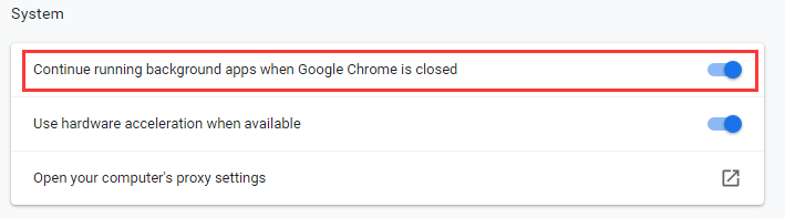 forhindre Google Chrome i at køre baggrundsprocesser