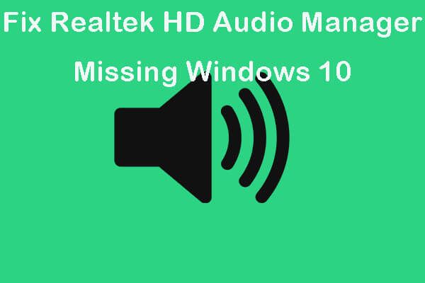исправить отсутствующий аудио менеджер Realtek HD эскиз Win 10