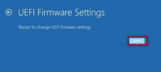 ingrese la configuración del firmware UEFI