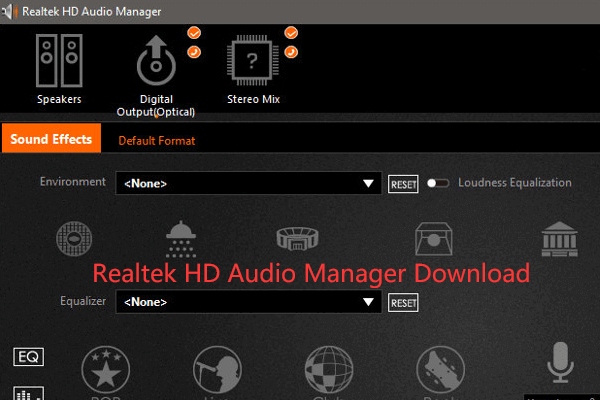 miniatura de download do gerenciador de áudio realtek hd