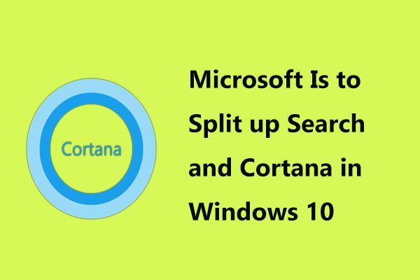 dividir la búsqueda y la miniatura de Cortana