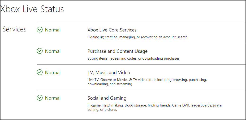 verifique o serviço Xbox Live