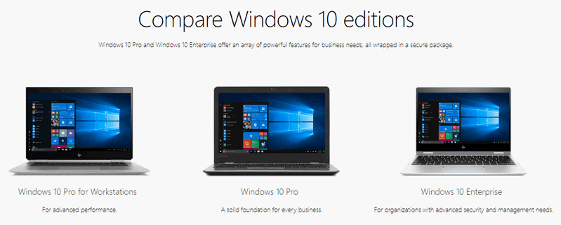 Mga edisyon ng Windows 10