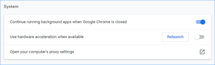 απενεργοποιήστε την επιτάχυνση υλικού Chrome