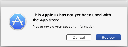 tätä Apple ID: tä ei ole vielä käytetty App Storessa