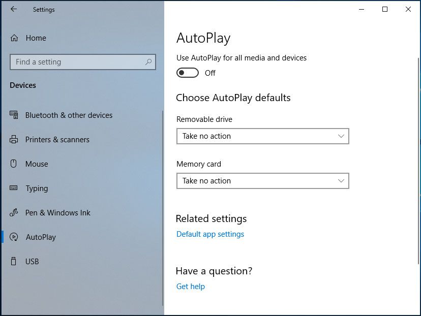 deaktiver AutoPlay-innstillingen