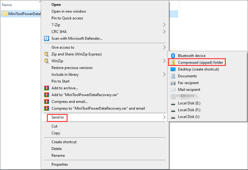cómo comprimir archivos en Windows 10