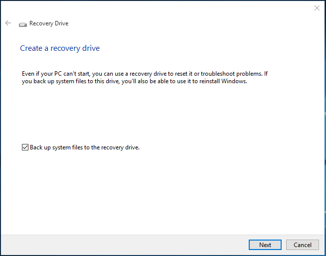 créer un lecteur de récupération pour Windows 10