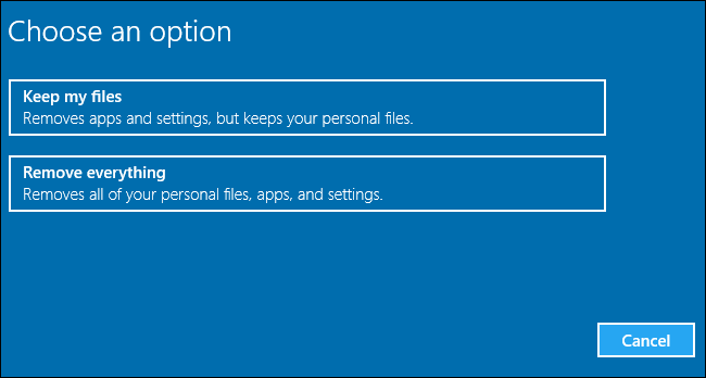 palauta Windows 10 valitsemalla Palauta tämä tietokone