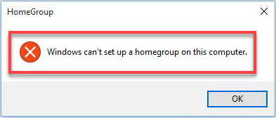 Windows kan ikke oprette en hjemmegruppe på denne computer