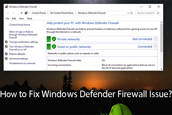 jak opravit Windows Defender Firewall problémy miniatury
