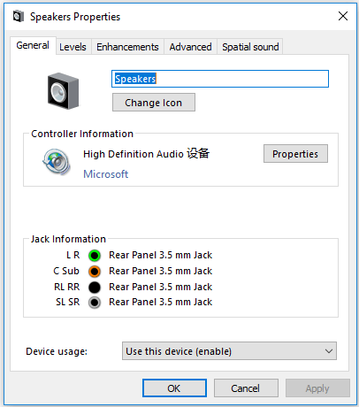 Lastnosti zvočnikov Windows 10