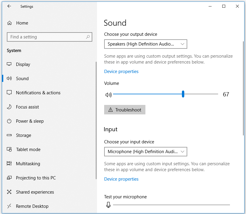 helitugevuse reguleerimine Windows 10