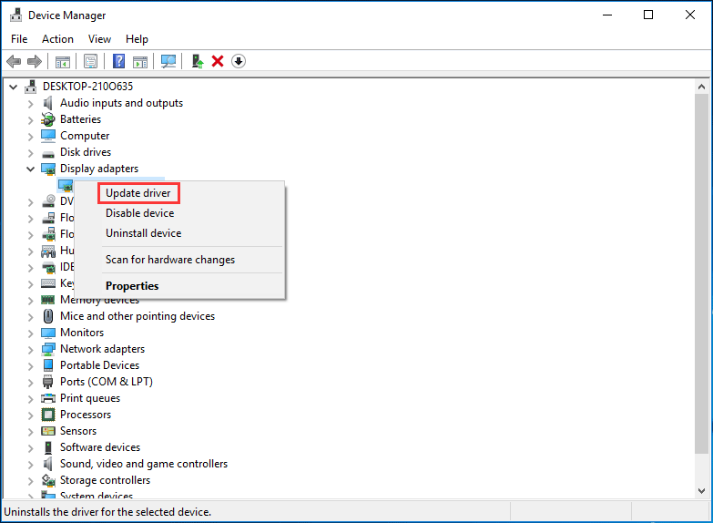 actualizar controlador en Windows 10