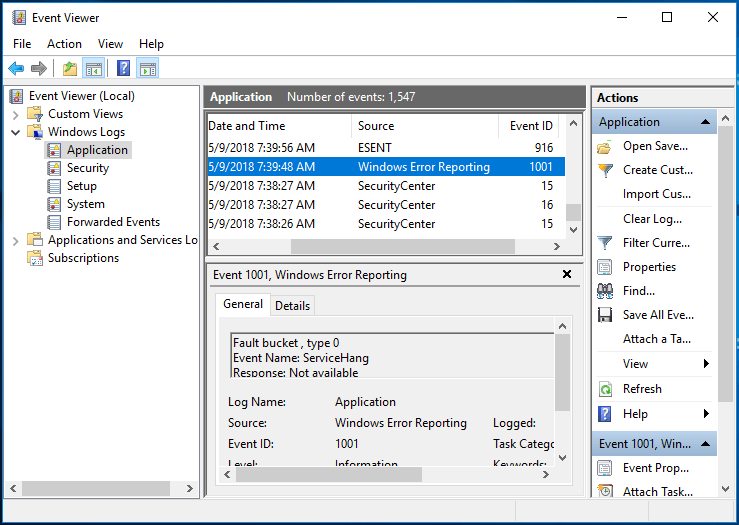 zvoľte Outlook a hlásenie chýb systému Windows