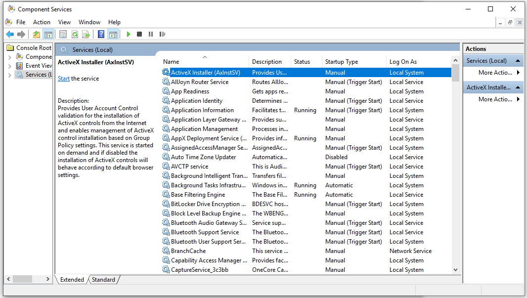 Serviços do Windows 10 no PC