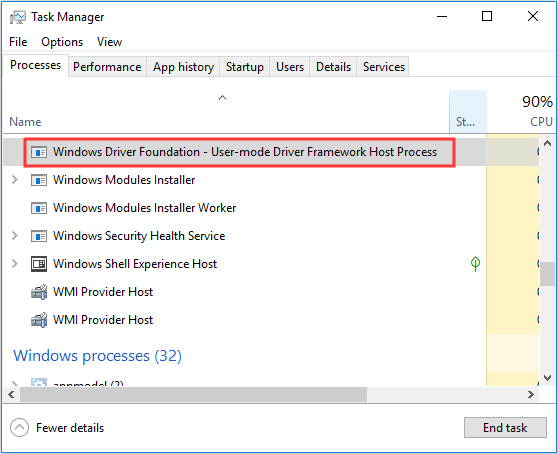 Windowsin käyttäjätilan ohjaimen kehyksen isäntä