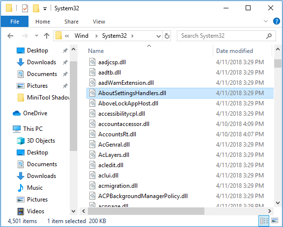 Dateien im System32-Ordner