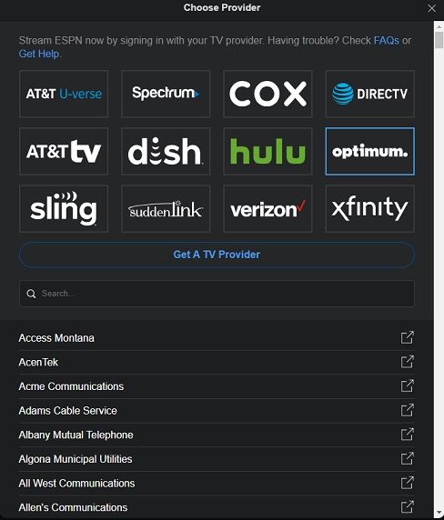 scegli un provider TV