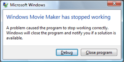 Windows Movie Maker перестала работать