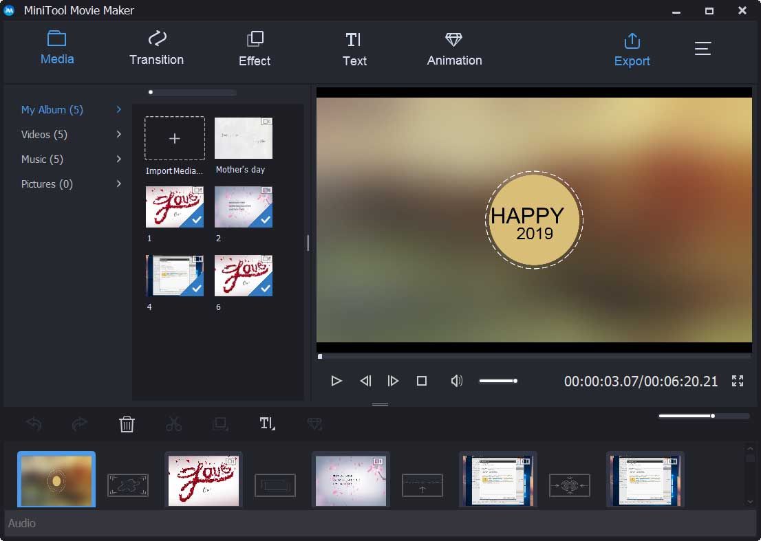 MiniTool Movie Maker faz apresentação de slides de fotos