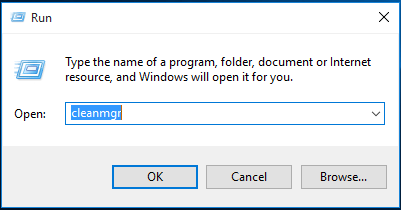 skriv cleanmgr for å åpne diskopprydding