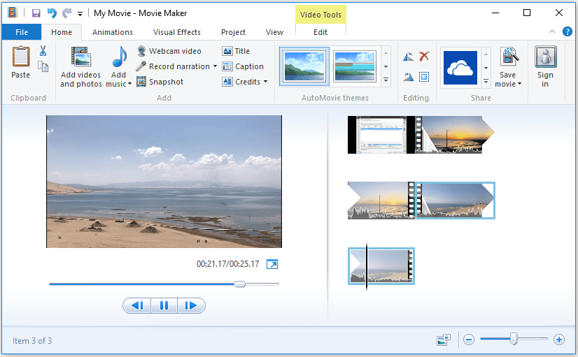 lagre kombinert video i Windows Movie Maker